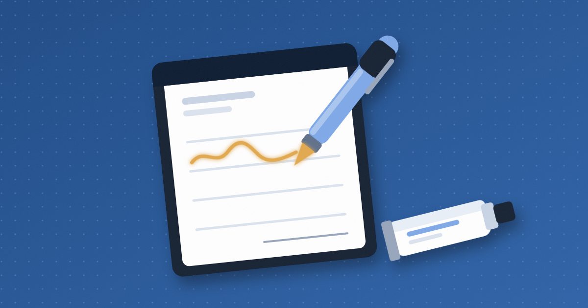 A prescription pad with a pen standing over it, no hand holding it, its amber nib trailing a glowing amber line, beside a tube of skin cream.